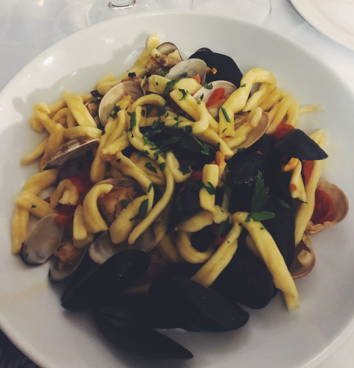 Seafood pasta in Sorrento Italy